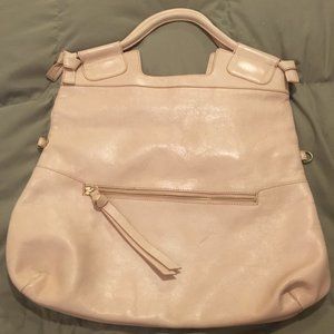 Pink leather large tote bag